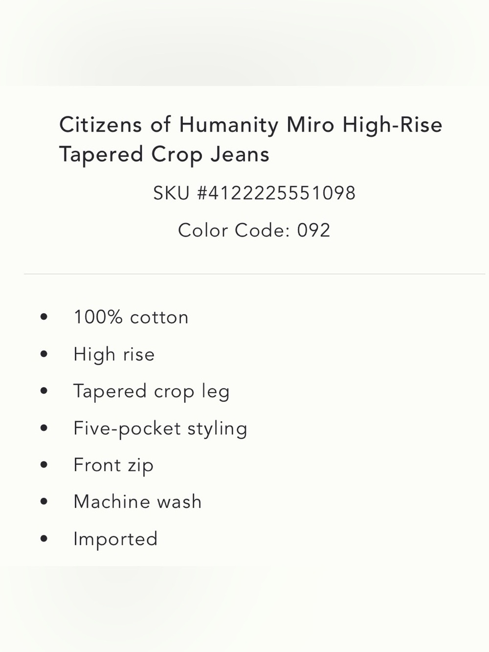Anthropologie x Citizens of Humanity Miro High-Rise Tapered Crop Jeans 28 NWT - Picture 6 of 15